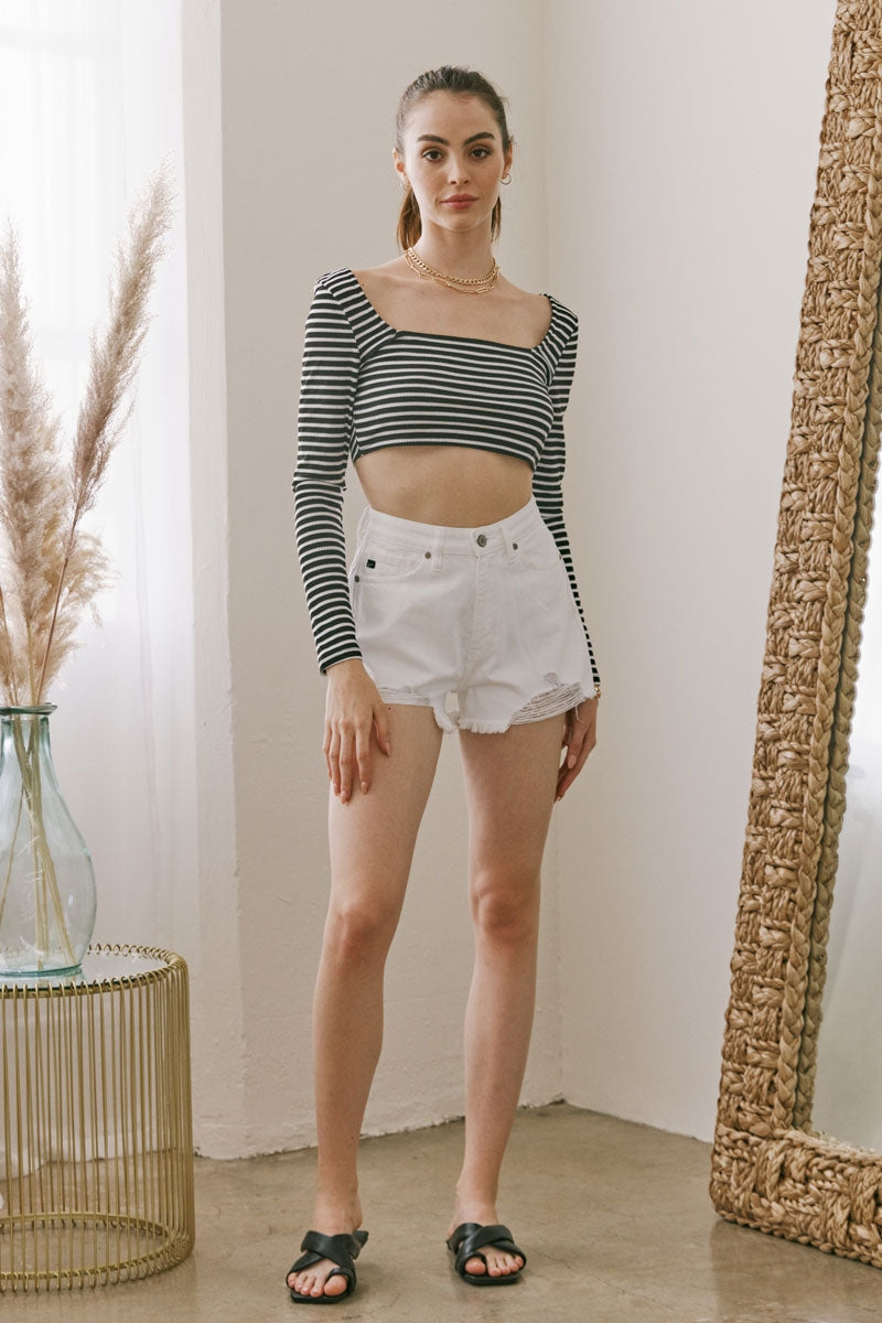 Grace High Rise Mom Shorts White